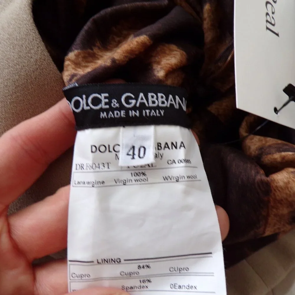 NWOT Dolce & Gabbana tan neutral wool mini y2k dress 40/S